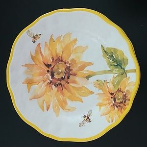 Tuscan Sunflower Bees Melamine Set of 4 Dinner Pates